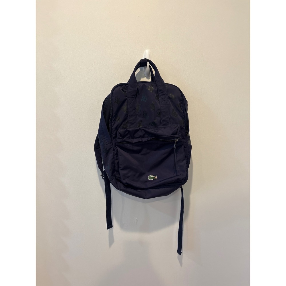Lacoste Backpack Navy Blue Disney Mickey Mouse Print Nylon Adventure Travel Bag